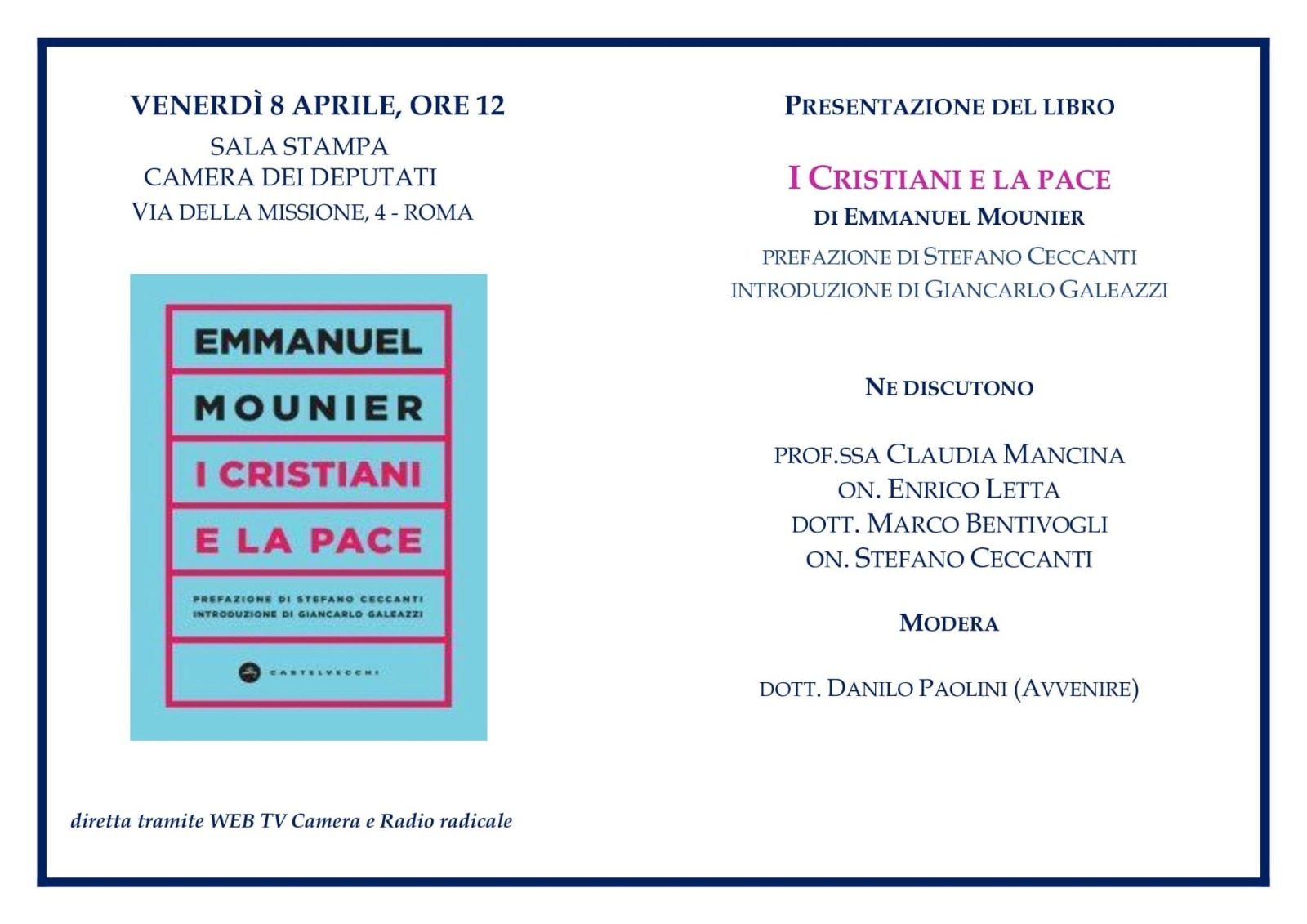 Presentazione del libro: "I cristiani e la pace"